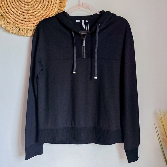 Travis Mathew New Friday Ponte Black Half Zip Hoodie Hooded Pullover SZ Small - Picture 2 of 15